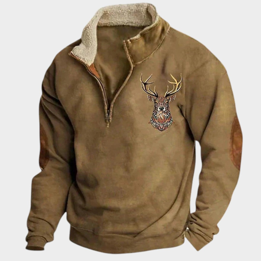 Christos™ | Sudadera de Invierno con Forro Polar y Diseño de Ciervo