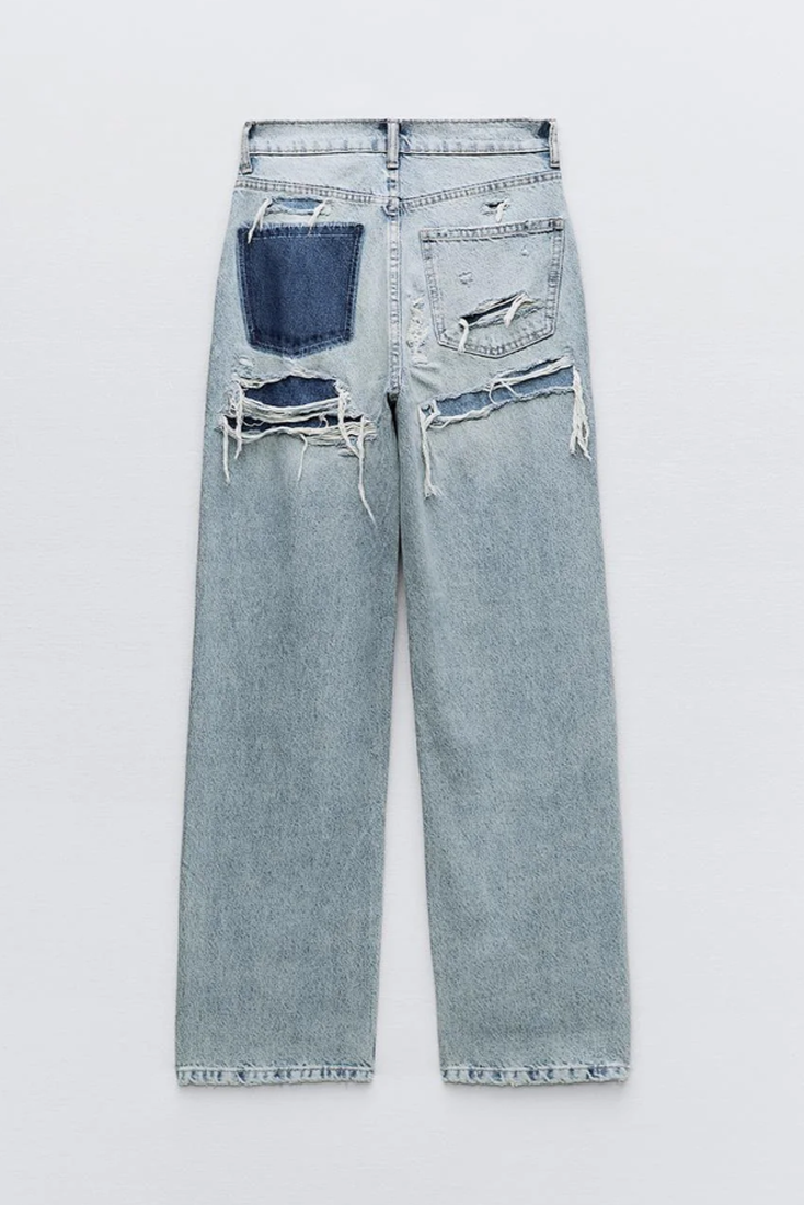 Roxy Jeans Vintage Desgastados de Cintura Alta