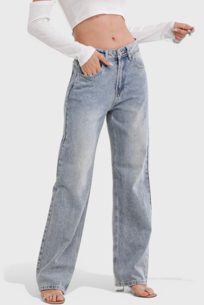 Roxy Jeans Vintage Desgastados de Cintura Alta